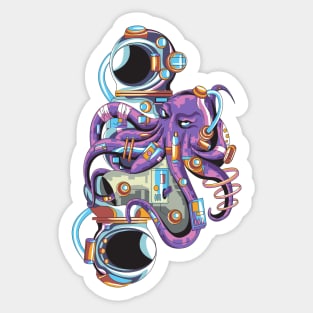 Octopus Attacking Astronaut Sticker